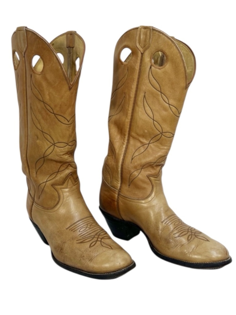Tony Lama Vintage Light Tan Tall Shaft Leather Western Boots Mens size 11